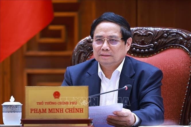 Thủ tướng Phạm Minh Chính chủ trì cuộc họp. Ảnh: Dương Giang/TTXVN