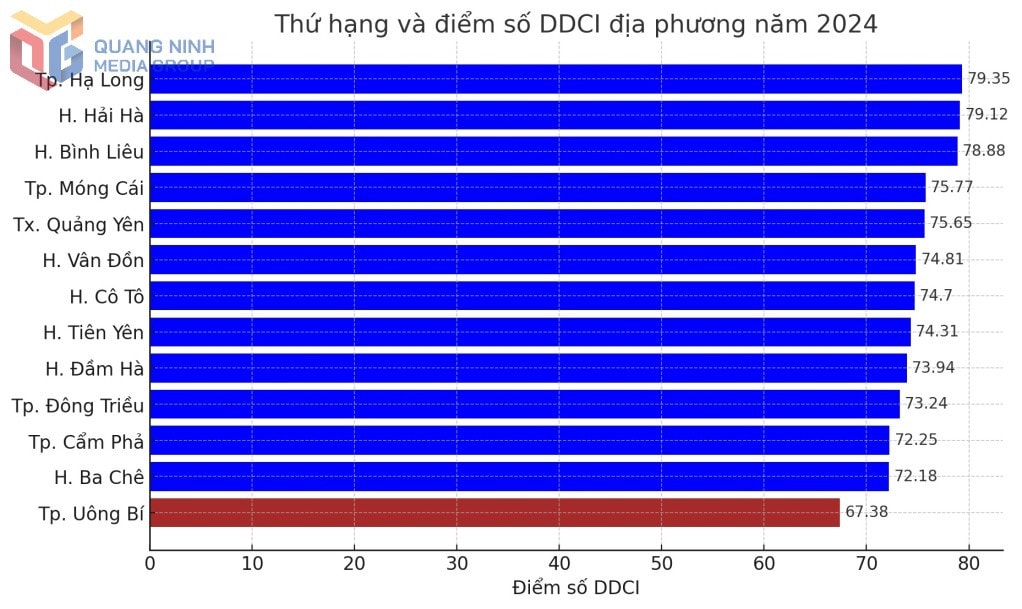 Bảng xếp hạng chỉ số DDCI khối địa phương năm 2024. Nguồn Q.M.G