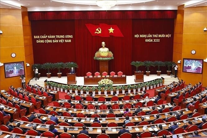 Toàn cảnh phiên bế mạc Hội nghị lần thứ 11 Ban Chấp hành Trung ương Đảng khóa XIII. Ảnh: Doãn Tấn/TTXVN