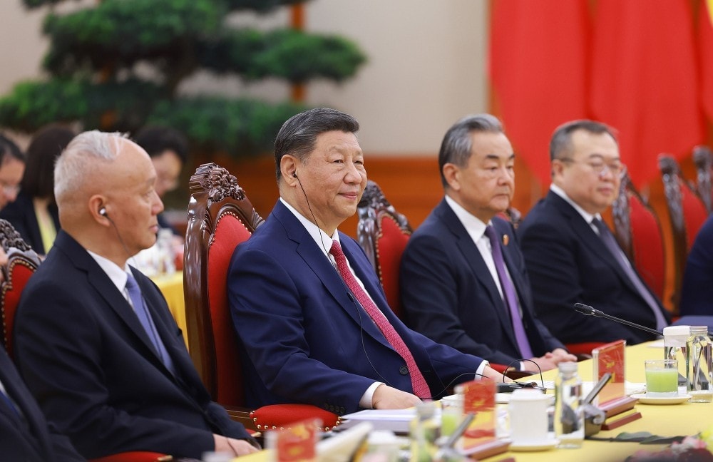 Party General Secretary and President of China Xi Jinping and members of the Chinese high-level delegation at the talks. (Photo: VNA) img-9547.jpg