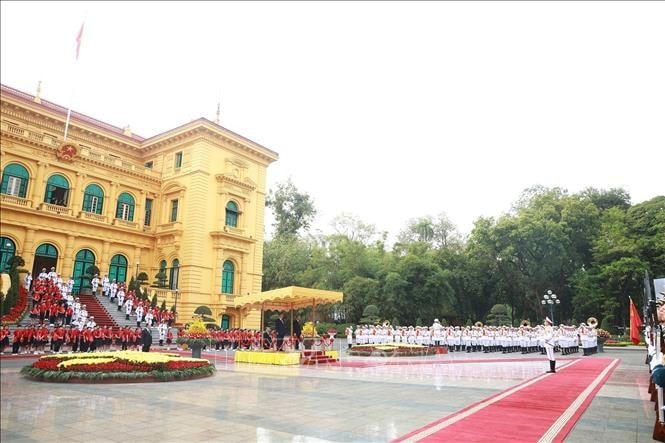 Lễ đón Tổng Bí thư, Chủ tịch nước Trung Quốc Tập Cận Bình thăm cấp Nhà nước tới Việt Nam. Ảnh: TTXVN