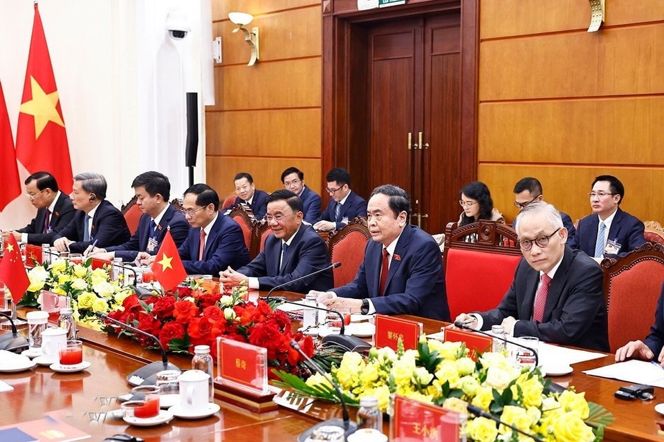 Chủ tịch Quốc hội Trần Thanh Mẫn phát biểu tại cuộc hội kiến. Ảnh: Lâm Hiển