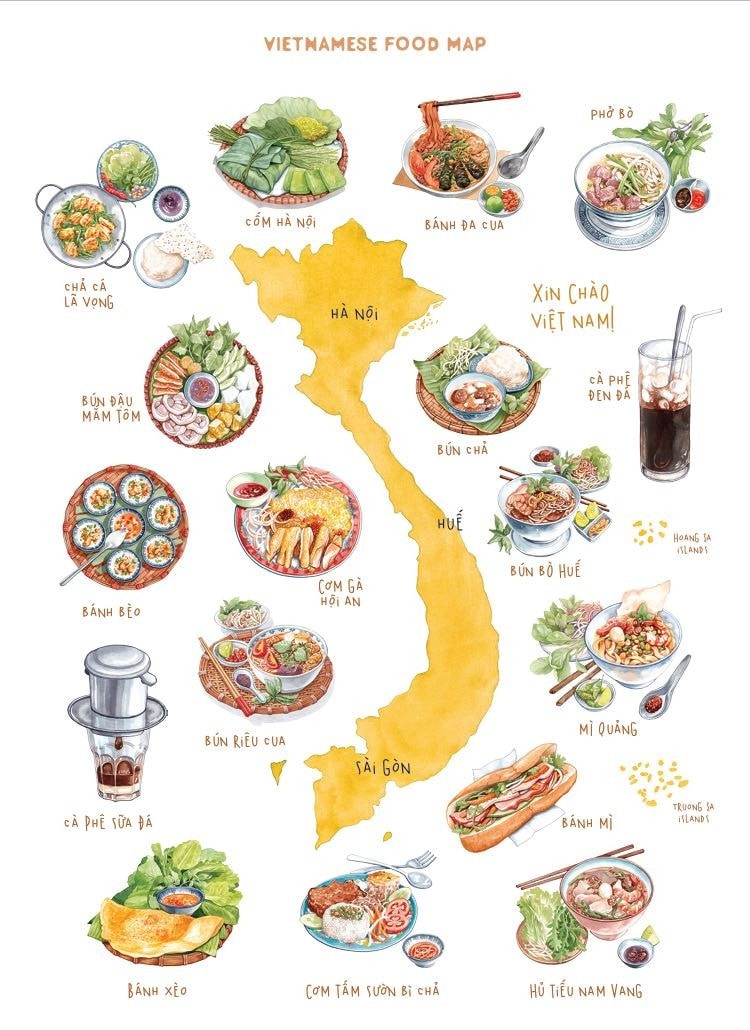 Bản đồ ẩm thực ba miền của họa sĩ Lê Rin