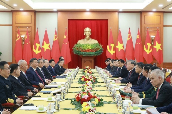 General Secretary of the CPV Central Committee To Lam and General Secretary of the CPC Central Committee and President of China Xi Jinping at the talk. (Photo: VNA) General Secretary of the CPV Central Committee To Lam and General Secretary of the CPC Central Committee and President of China Xi Jinping at the talk. (Photo: VNA)