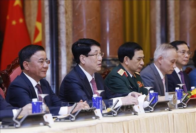 Chủ tịch nước Lương Cường phát biểu tại hội đàm. Ảnh: Lâm Khánh/TTXVN