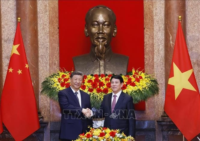 Chủ tịch nước Lương Cường với Tổng Bí thư, Chủ tịch nước Trung Quốc Tập Cận Bình. Ảnh: Phạm Kiên/TTXVN
