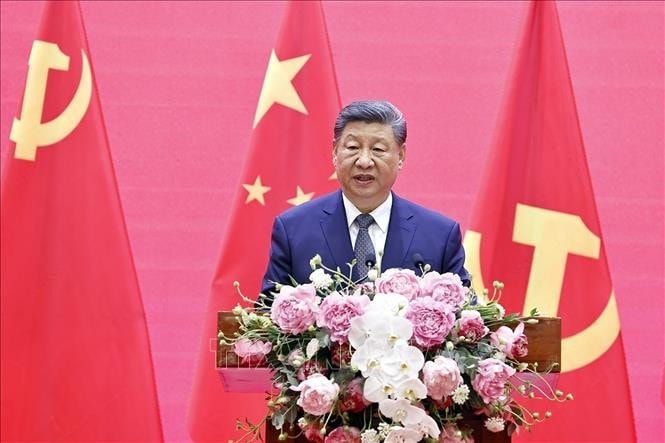 Tổng Bí thư, Chủ tịch nước Trung Quốc Tập Cận Bình phát biểu tại liên hoan. Ảnh: Thống Nhất/TTXVN