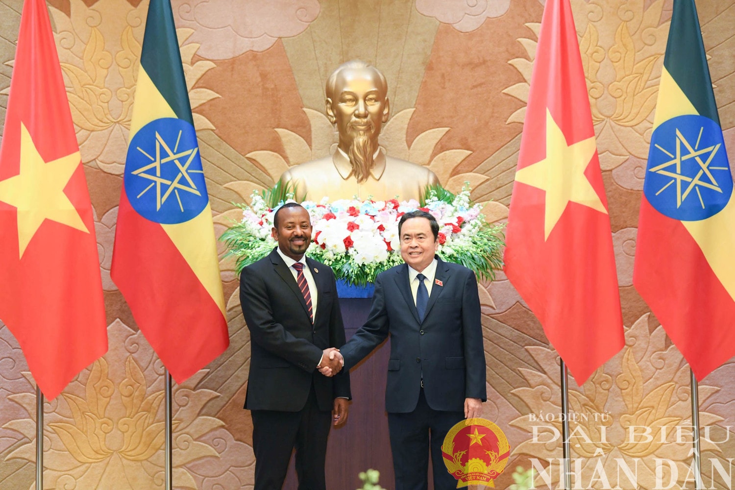 Chủ tịch Quốc hội Trần Thanh Mẫn hội kiến Thủ tướng Cộng hòa Dân chủ Liên bang Ethiopia Abiy Ahmed Ali. Ảnh: Lâm Hiển