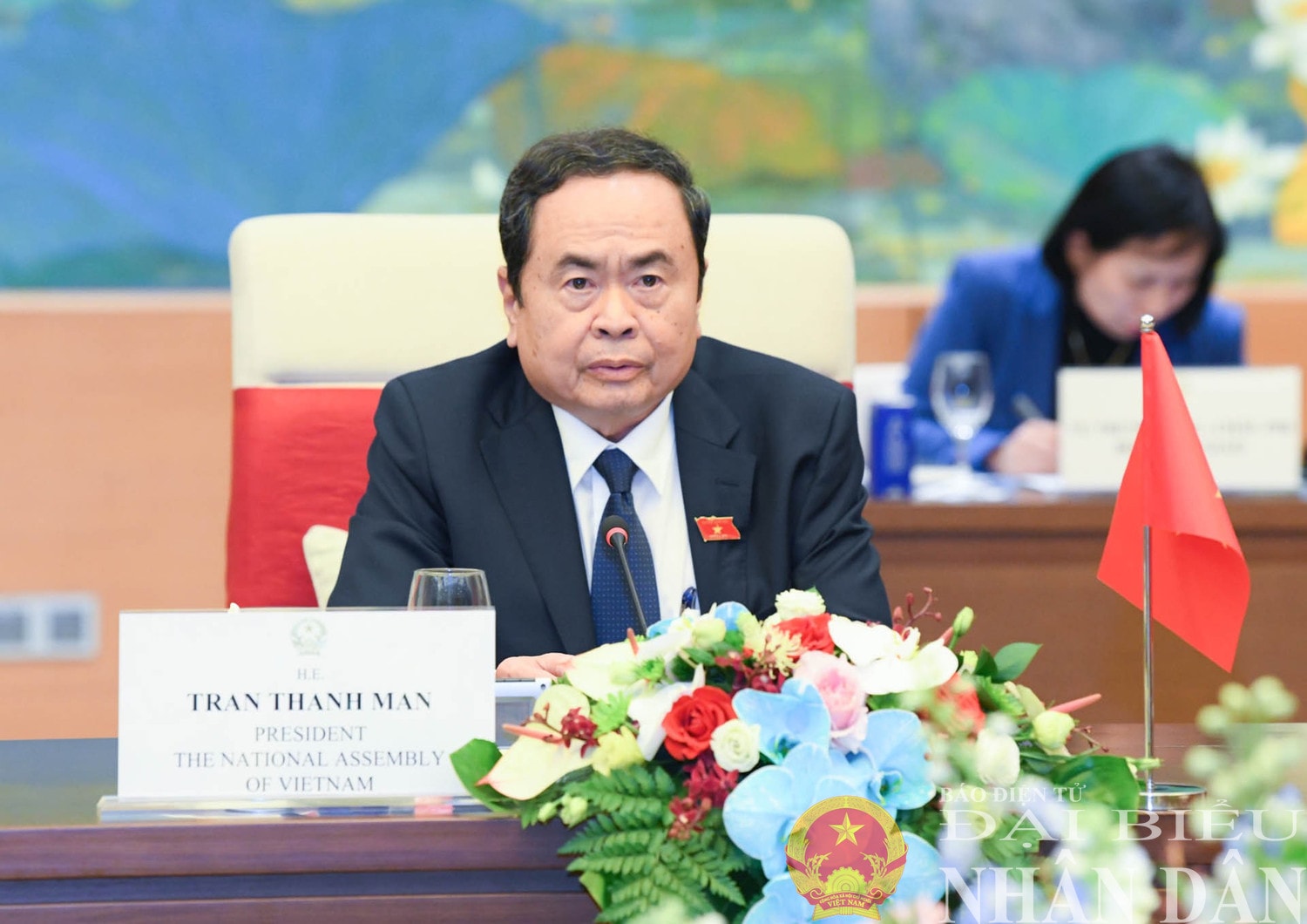 Chủ tịch Quốc hội Trần Thanh Mẫn phát biểu tại cuộc hội kiến. Ảnh: Lâm Hiển