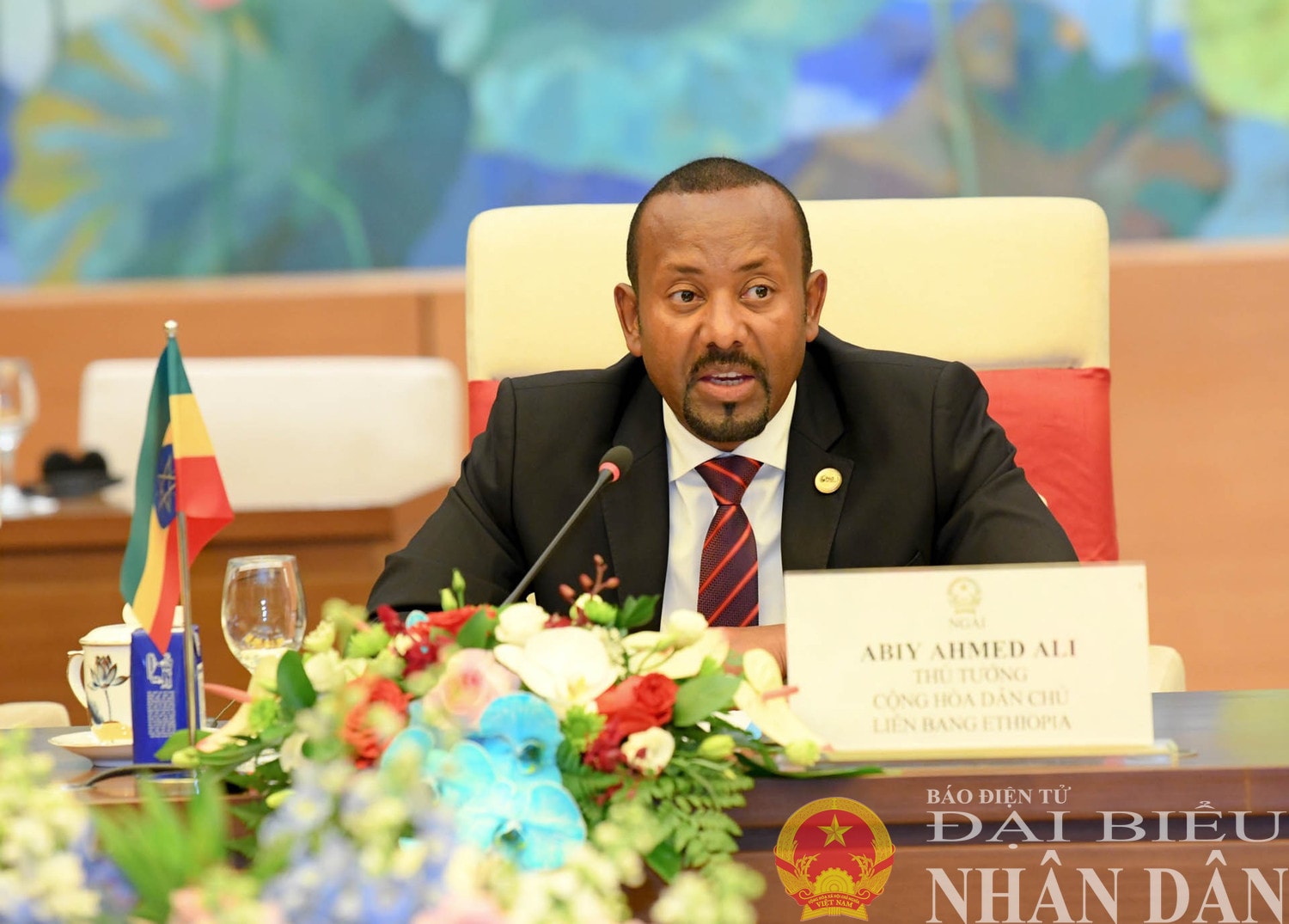 Thủ tướng Cộng hòa Dân chủ Liên bang Ethiopia Abiy Ahmed Ali phát biểu tại cuộc hội kiến. Ảnh: Lâm Hiển