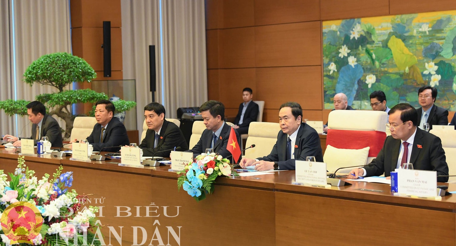 Chủ tịch Quốc hội Trần Thanh Mẫn phát biểu tại cuộc hội kiến. Ảnh: Lâm Hiển