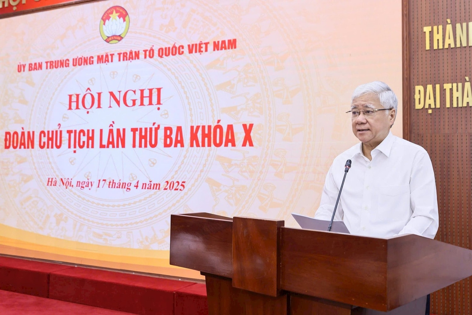 Chủ tịch Ủy ban Trung ương MTTQ Việt Nam Đỗ Văn Chiến phát biểu
