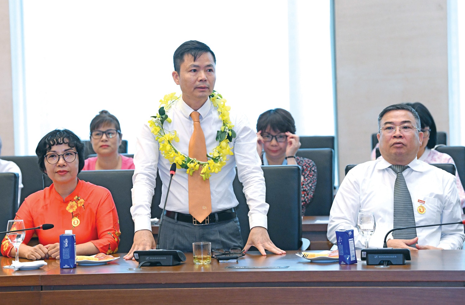 Đại biểu phát biểu tại cuộc gặp mặt. Ảnh: Lâm Hiển