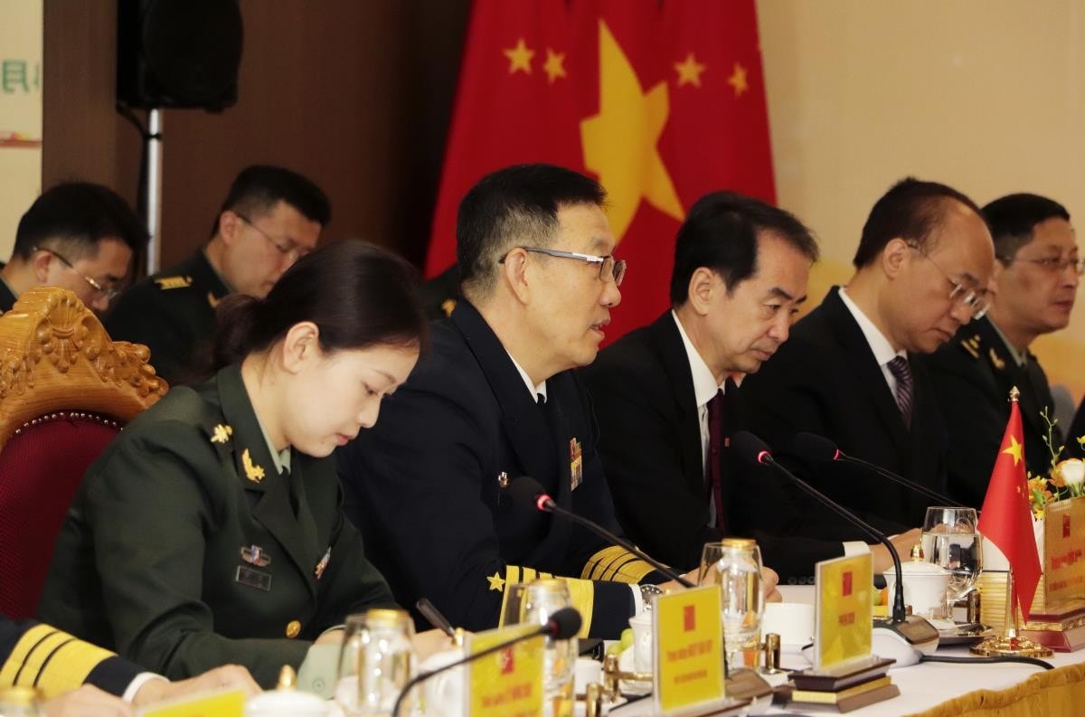 Bộ trưởng Quốc phòng Trung Quốc Đổng Quân phát biểu tại hội đàm