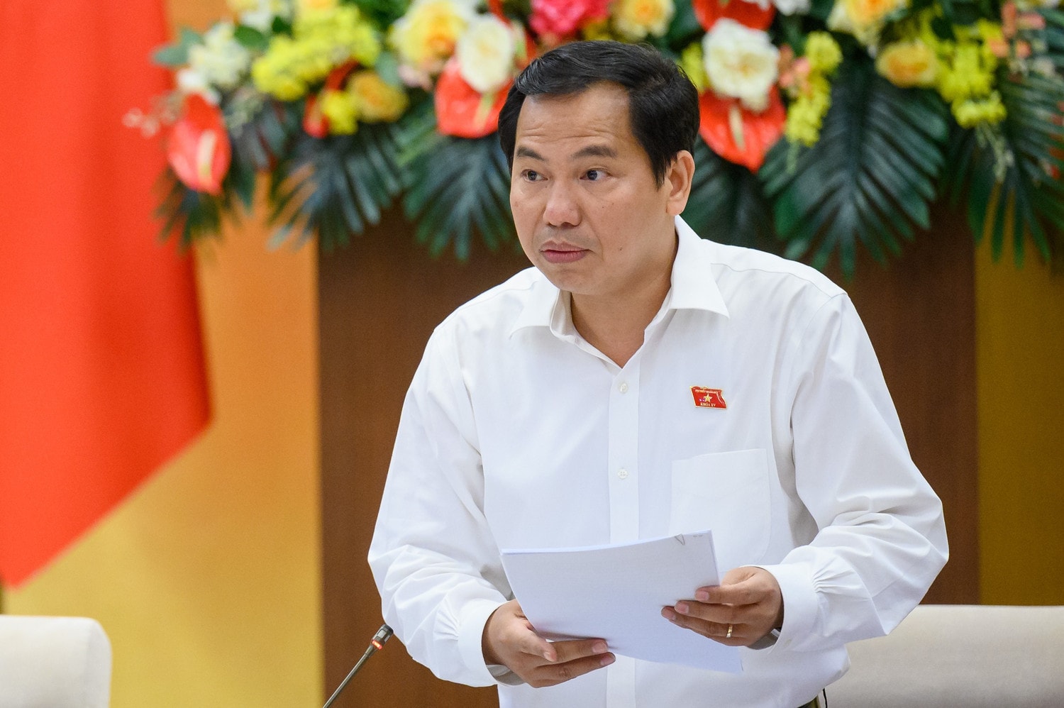Phó Chủ nhiệm Thường trực Ủy ban Kinh tế và Tài chính Lê Quang Mạnh phát biểu. Ảnh: Hồ Long