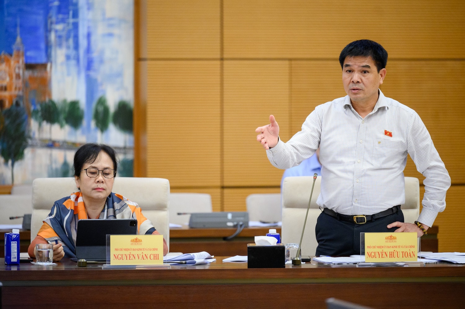 Phó Chủ nhiệm Ủy ban Kinh tế và Tài chính Nguyễn Hữu Toàn phát biểu. Ảnh: Hồ Long