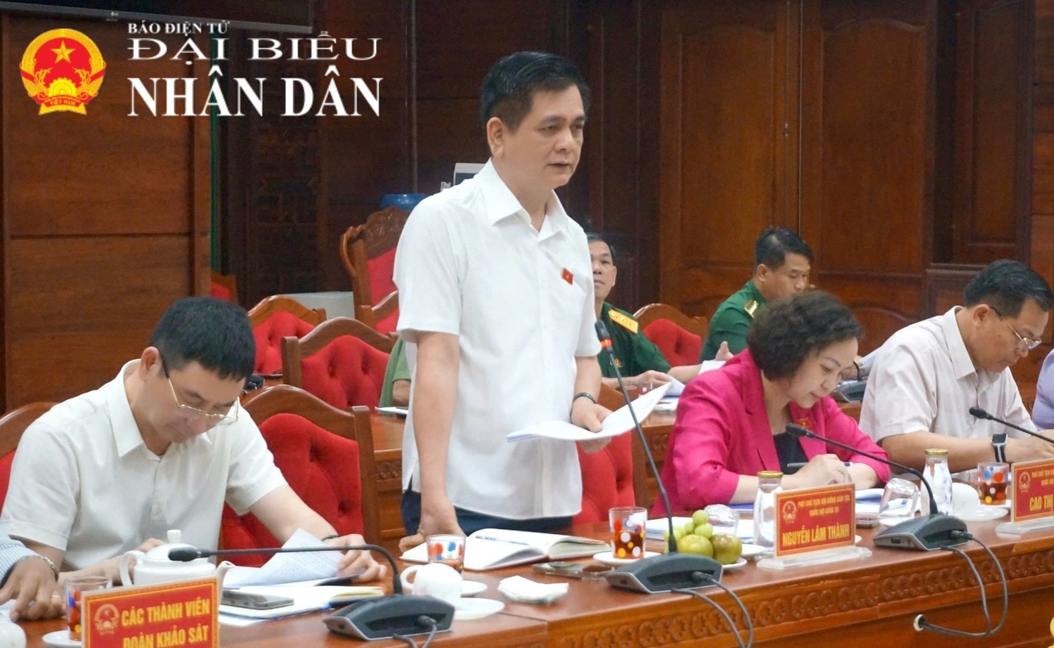 Phó Chủ tịch Hội đồng Dân tộc Nguyễn Lâm Thành phát biểu