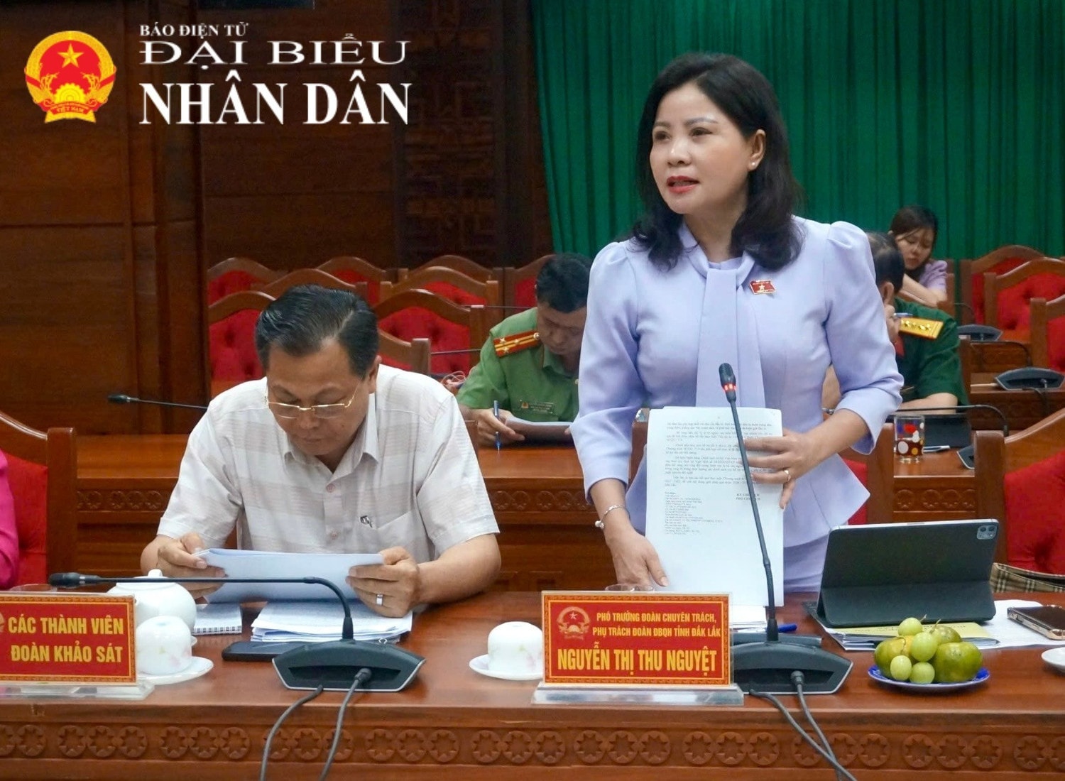 Phó Trưởng đoàn chuyên trách phụ trách Đoàn ĐBQH tỉnh Đắk Lắk Nguyễn Thị Thu Nguyệt phát biểu