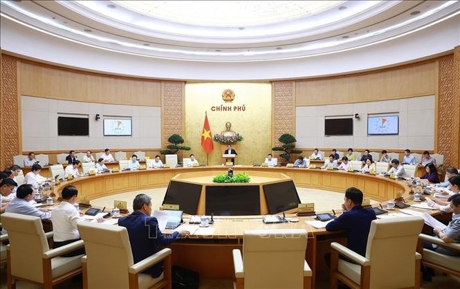 Phiên họp Chính phủ chuyên đề về xây dựng pháp luật tháng 4 (phiên thứ 2). Ảnh: Dương Giang/TTXVN