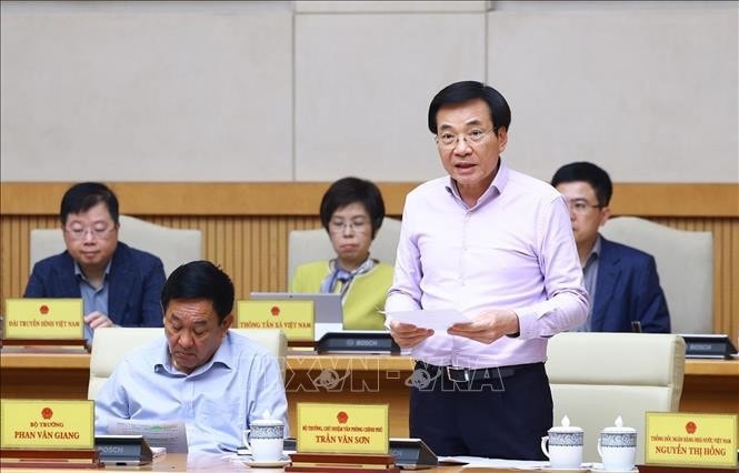 Bộ trưởng, Chủ nhiệm Văn phòng Chính phủ Trần Văn Sơn phát biểu. Ảnh: Dương Giang/TTXVN
