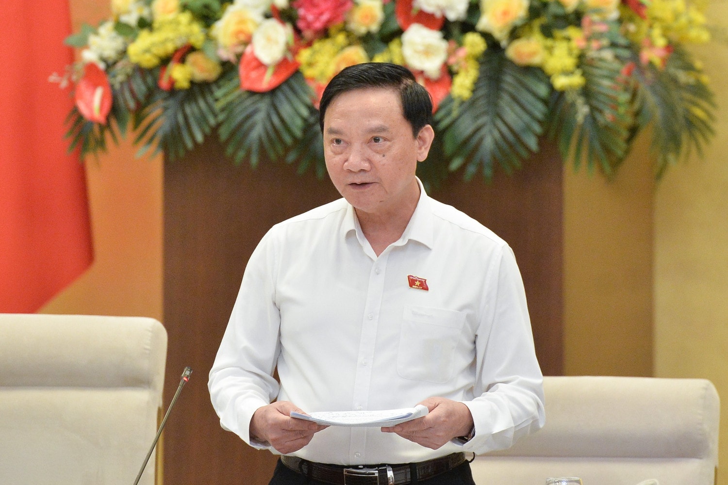 Phó Chủ tịch Quốc hội Nguyễn Khắc Định phát biểu
