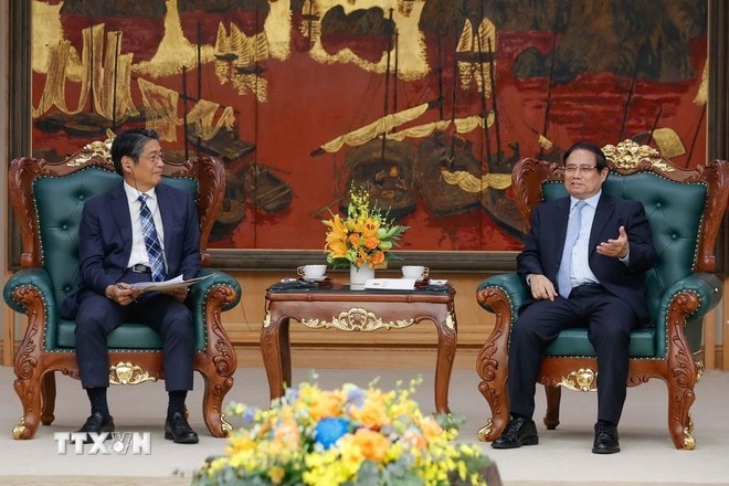 Thủ tướng Phạm Minh Chính tiếp Đại sứ Nhật Bản tại Việt Nam Ito Naoki. Ảnh: Dương Giang/TTXVN