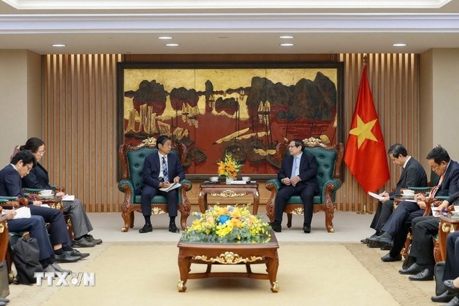 Thủ tướng Phạm Minh Chính tiếp Đại sứ Nhật Bản tại Việt Nam Ito Naoki. Ảnh: Dương Giang/TTXVN