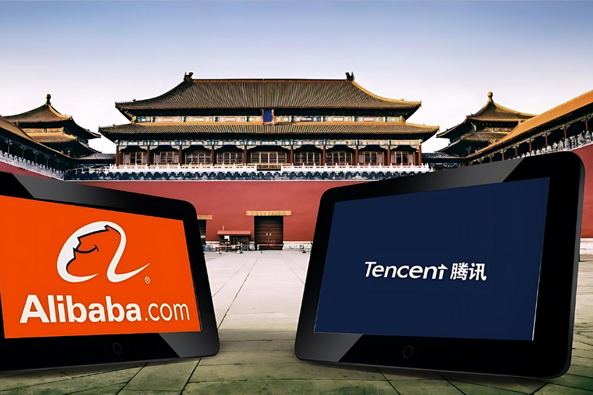 Hai gã khổng lồ công nghệ Trung Quốc là Alibaba và Tencent. Nguồn: campaignasia.com