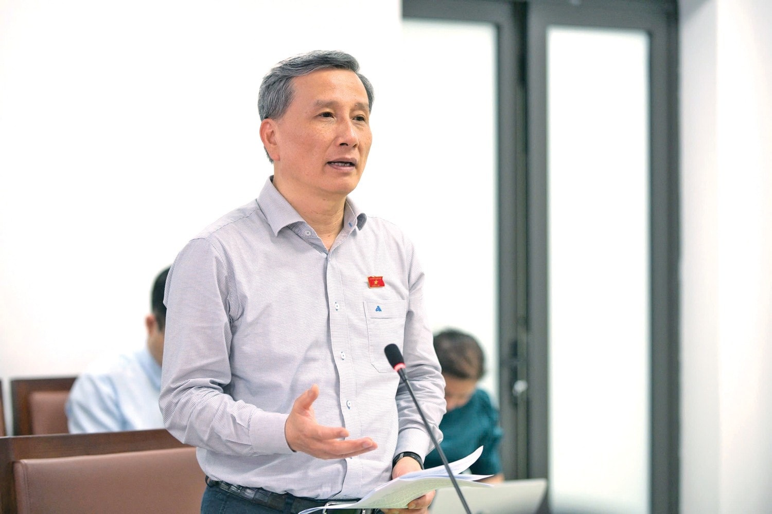 Chủ nhiệm Ủy ban Khoa học, Công nghệ và Môi trường Lê Quang Huy phát biểu tại cuộc làm việc