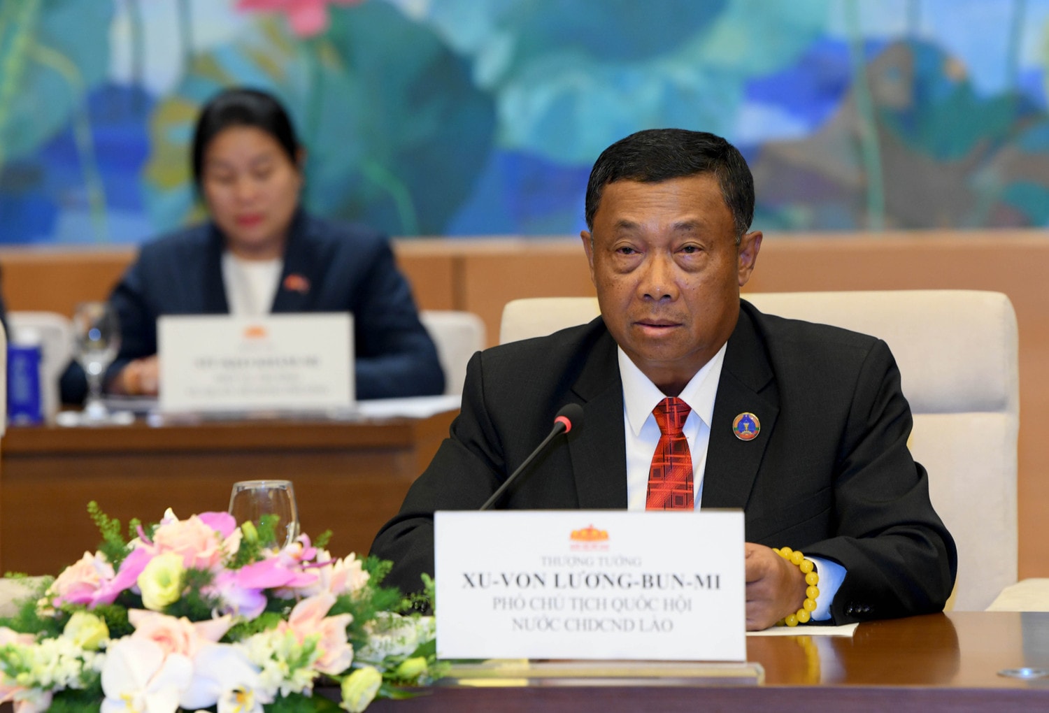 Phó Chủ tịch Quốc hội Suvon Luongbunmi phát biểu tại cuộc tiếp. Ảnh: Lâm Hiển.