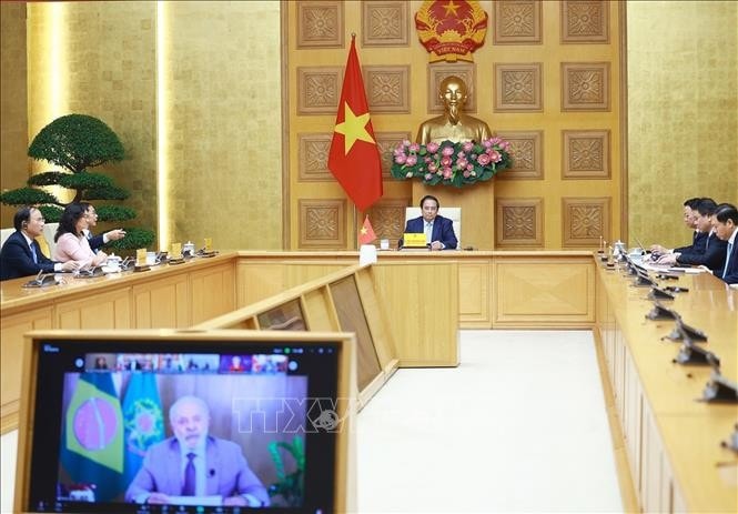 Thủ tướng Phạm Minh Chính phát biểu tại Hội nghị cấp cao trực tuyến về khí hậu. Ảnh: Dương Giang/TTXVN