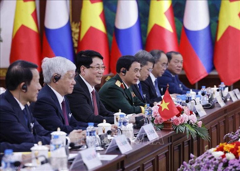 Chủ tịch nước Lương Cường phát biểu tại hội đàm. Ảnh: TTXVN