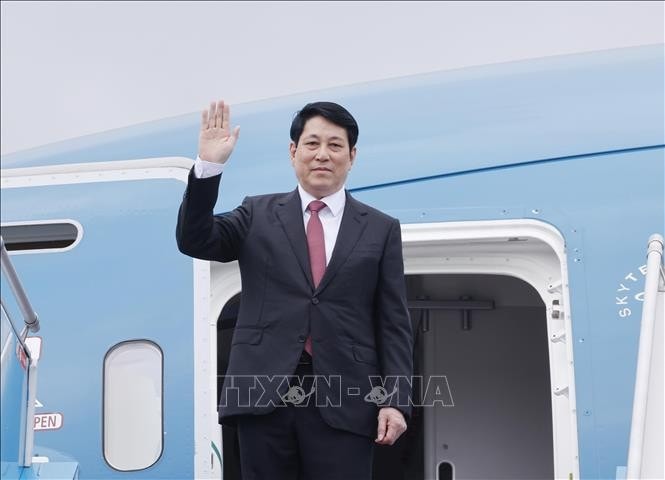 Chủ tịch nước Lương Cường lên đường thăm cấp Nhà nước tới Cộng hoà Dân chủ nhân dân Lào. Ảnh: Lâm Khánh/TTXVN
