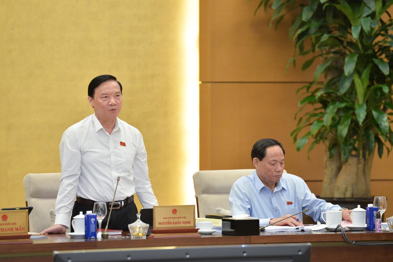 Phó Chủ tịch Quốc hội Nguyễn Khắc Định phát biểu. Ảnh: Hồ Long