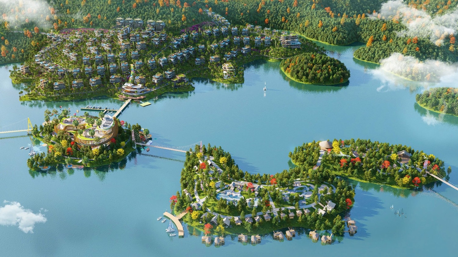 Dự án Flamingo Majestic Islands Resort tại Khu du lịch hồ Núi Cốc đang được nhà đầu tư tích cực triển khai