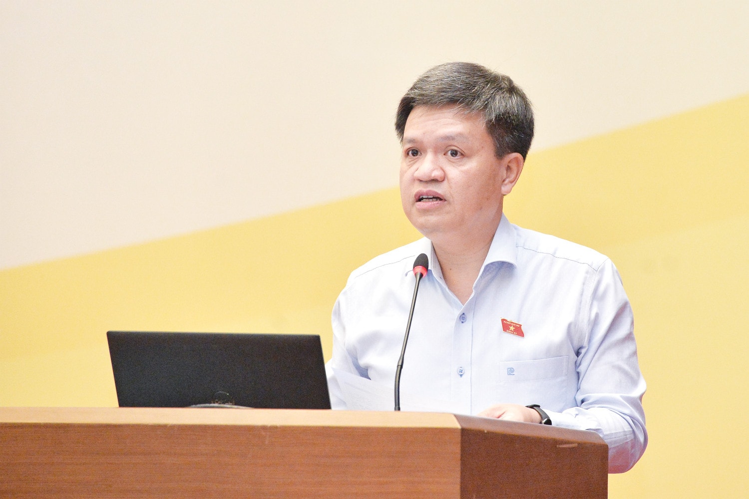 Phó Chủ nhiệm Ủy ban Khoa học, Công nghệ và Môi trường Tạ Đình Thi phát biểu. Ảnh: Hồ Long