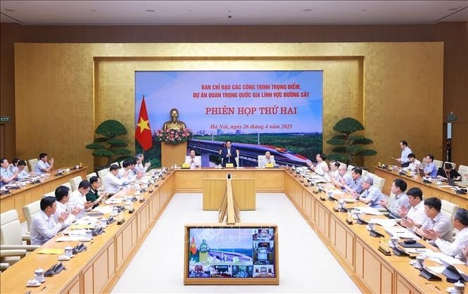 Phiên họp thứ hai Ban Chỉ đạo các công trình trọng điểm, dự án quan trọng quốc gia lĩnh vực đường sắt. Ảnh: Dương Giang/TTXVN