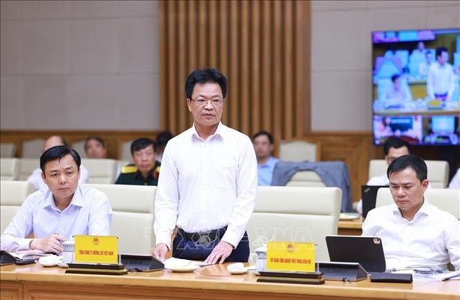 Chủ tịch Tổng Công ty Đường sắt Việt Nam Đặng Sỹ Mạnh phát biểu. Ảnh: Dương Giang/TTXVN
