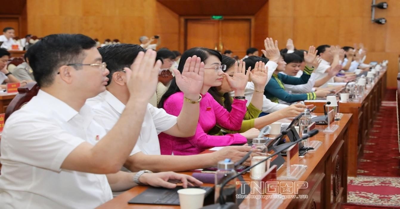 Đại biểu HĐND tỉnh Thái Nguyên biểu quyết thông qua 2 dự thảo Nghị quyết mang tính chiến lược tới sự phát triển của địa phương và đất nước