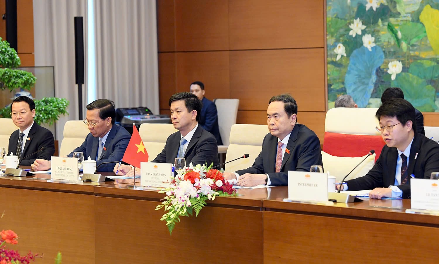 Chủ tịch Quốc hội Trần Thanh Mẫn phát biểu tại hội kiến. Ảnh: Lâm Hiển