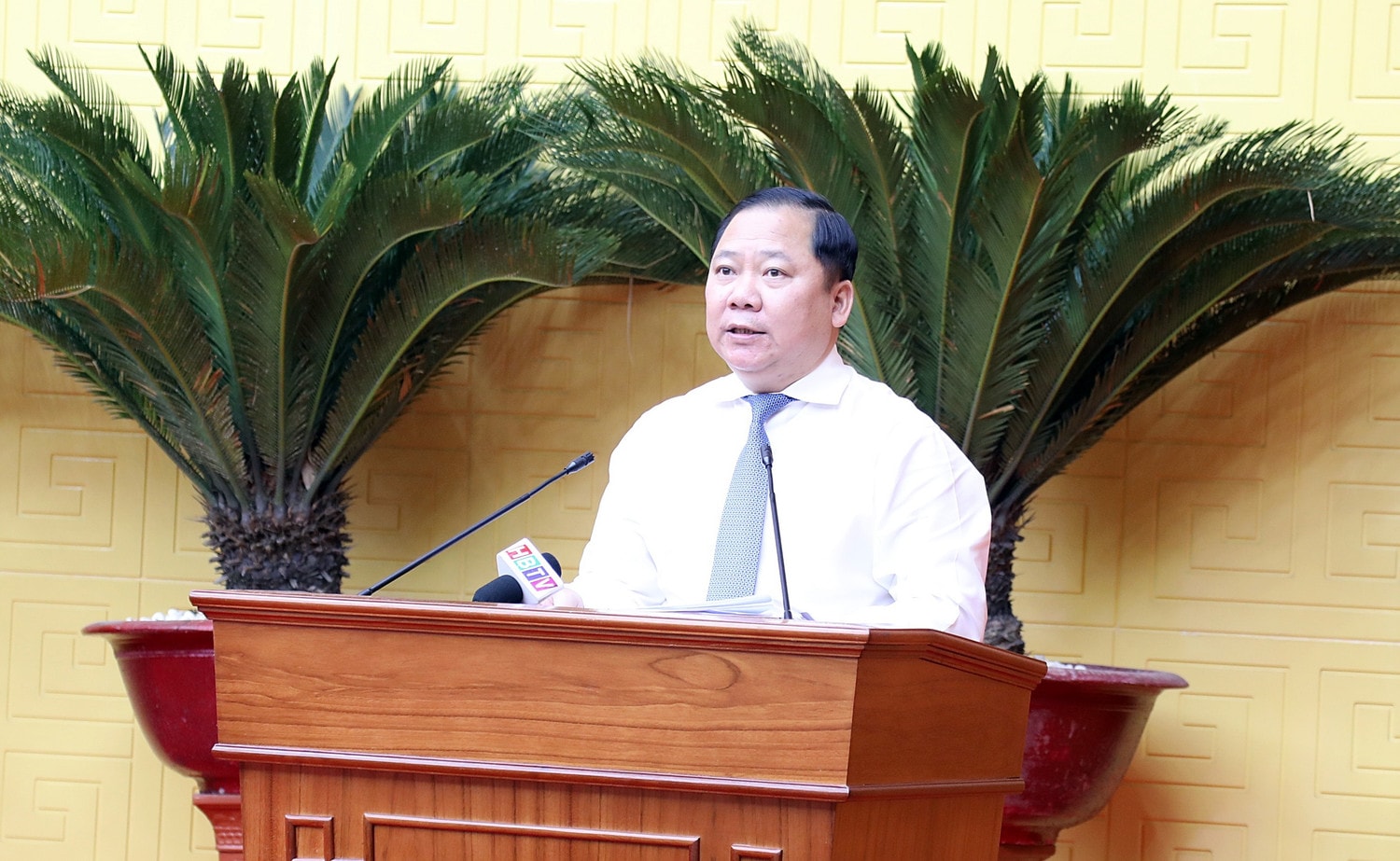 Bí thư Tỉnh ủy Nguyễn Phi Long phát biểu chỉ đạo. Ảnh: Trọng Hiếu