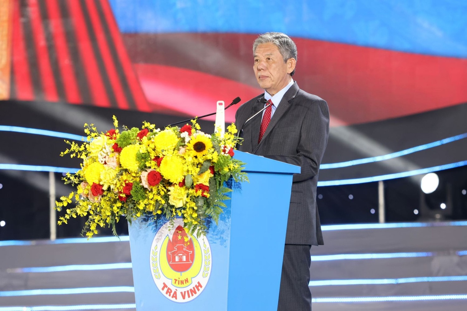 Bí thư Tỉnh ủy Trà Vinh Ngô Chí Cường đọc diễn văn tại Lễ kỷ niệm