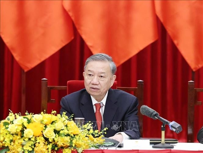 Tổng Bí thư Tô Lâm chủ trì buổi tiếp. Ảnh: Thống Nhất/TTXVN