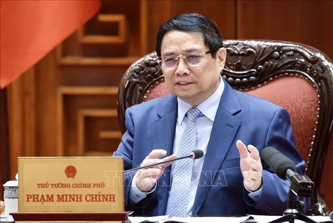 Thủ tướng Phạm Minh Chính chủ trì họp Thường trực Chính phủ chuẩn bị đàm phán thương mại với Hoa Kỳ. Ảnh: Dương Giang/TTXVN
