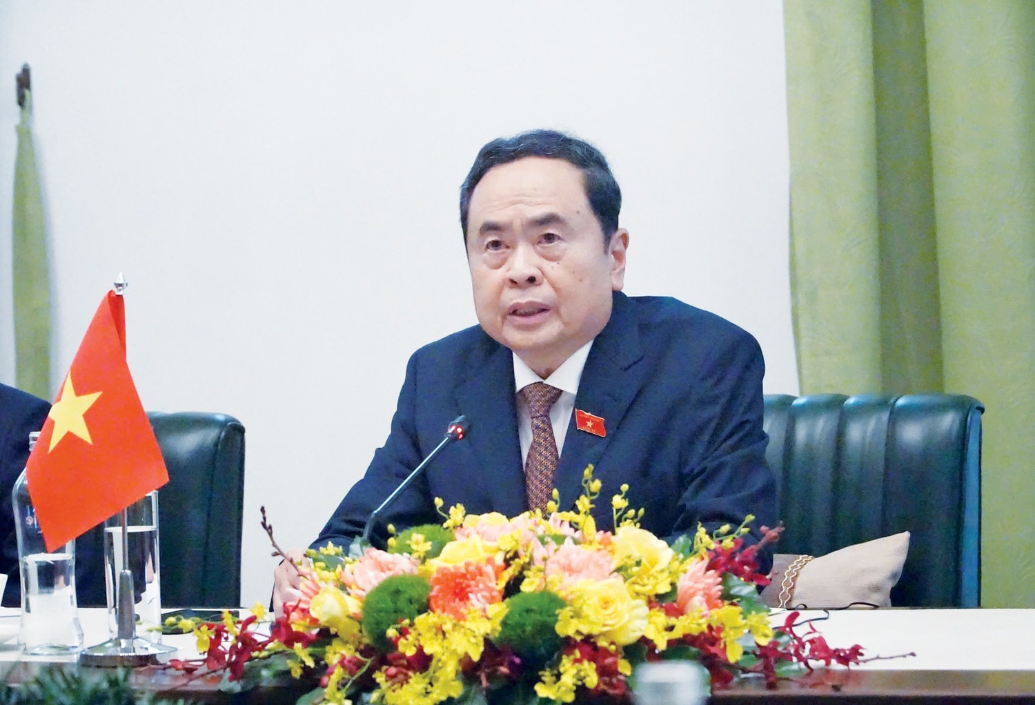 Chủ tịch Quốc hội Trần Thanh Mẫn phát biểu tại cuộc tiếp. Ảnh: P. Thúy