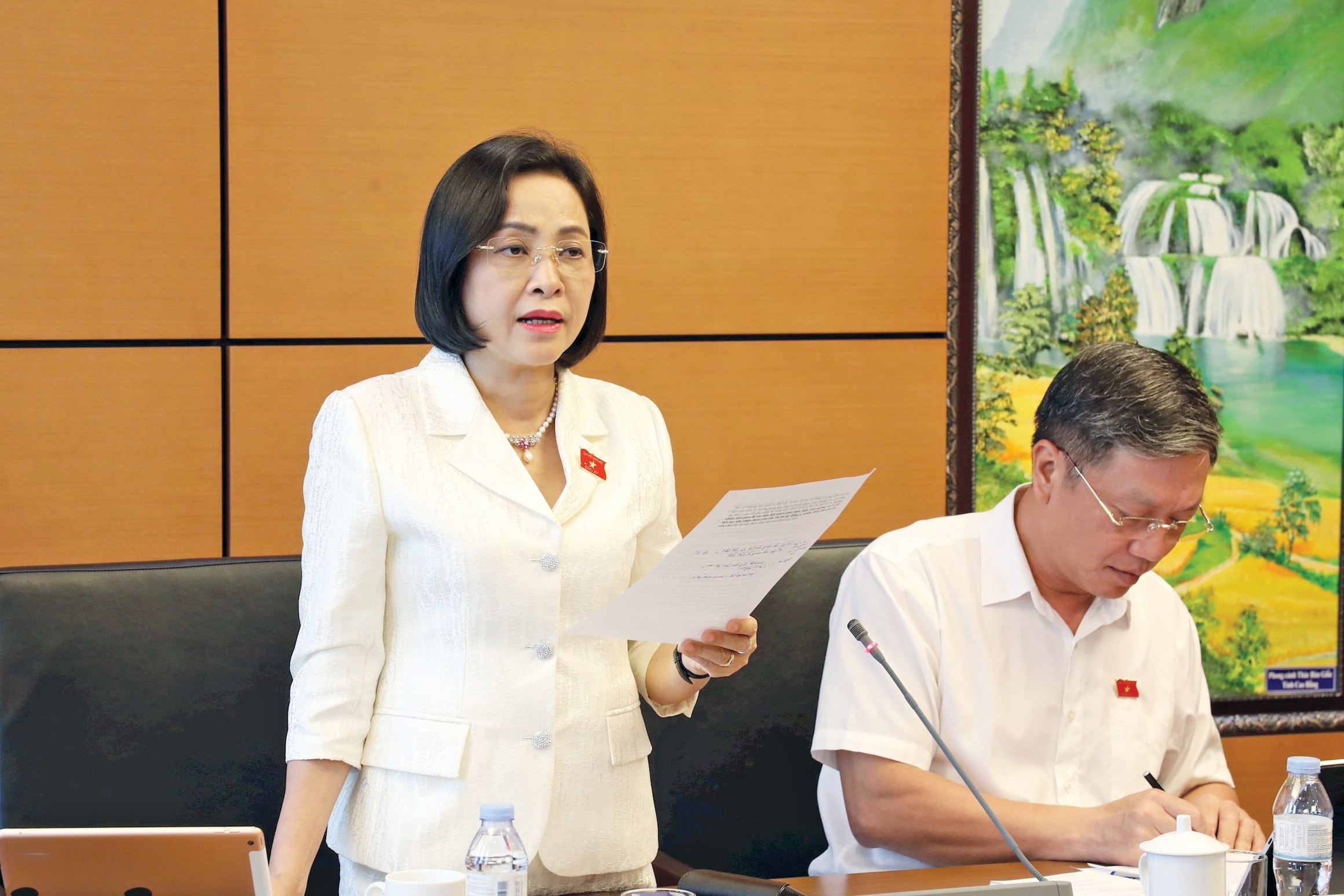 Phó Chủ tịch Quốc hội Nguyễn Thị Thanh phát biểu tại phiên thảo luận tổ