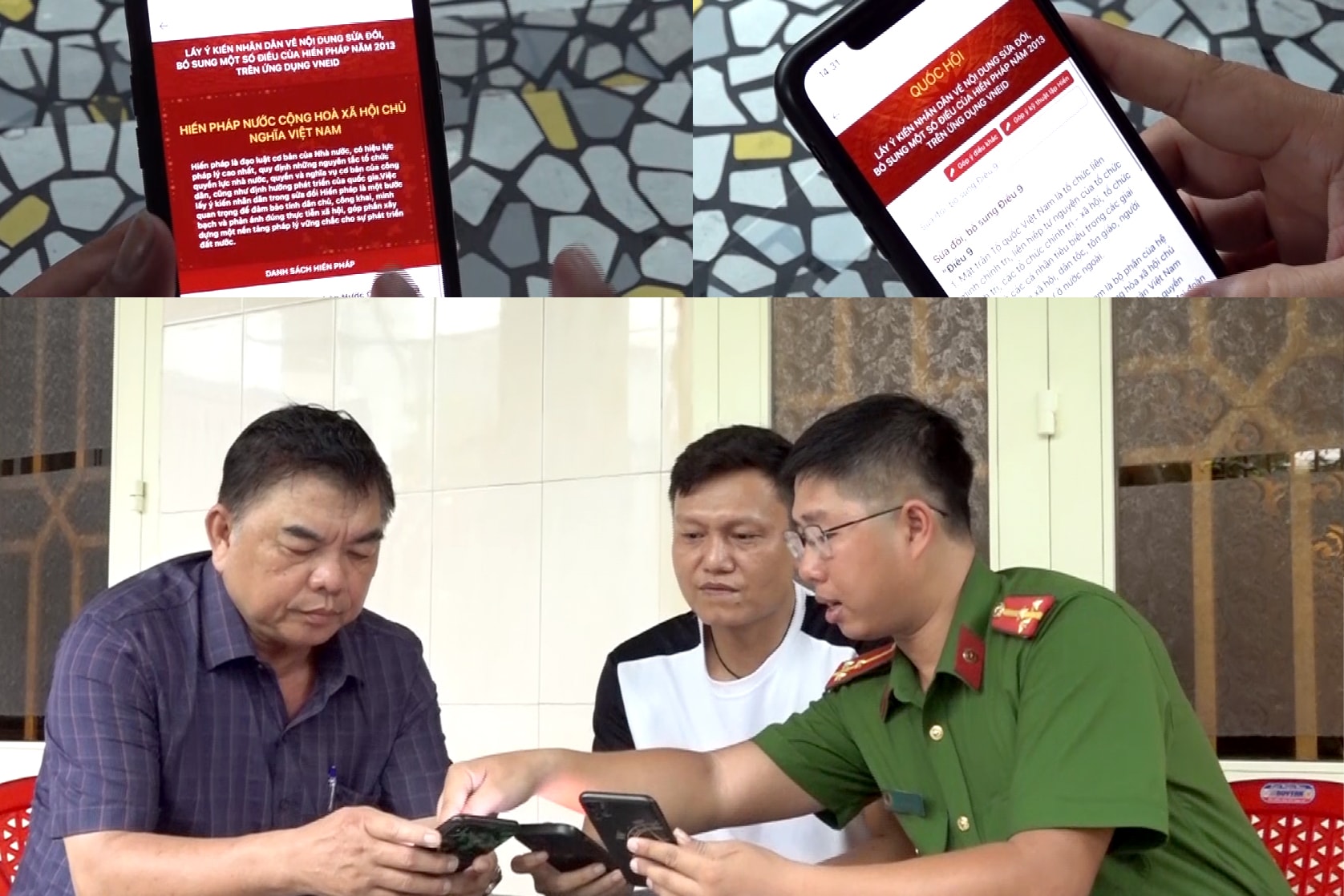 Công an TP. Hồ Chí Minh đến tận nhà hướng dẫn đóng góp ý kiến sửa đổi Hiến pháp qua VneID 