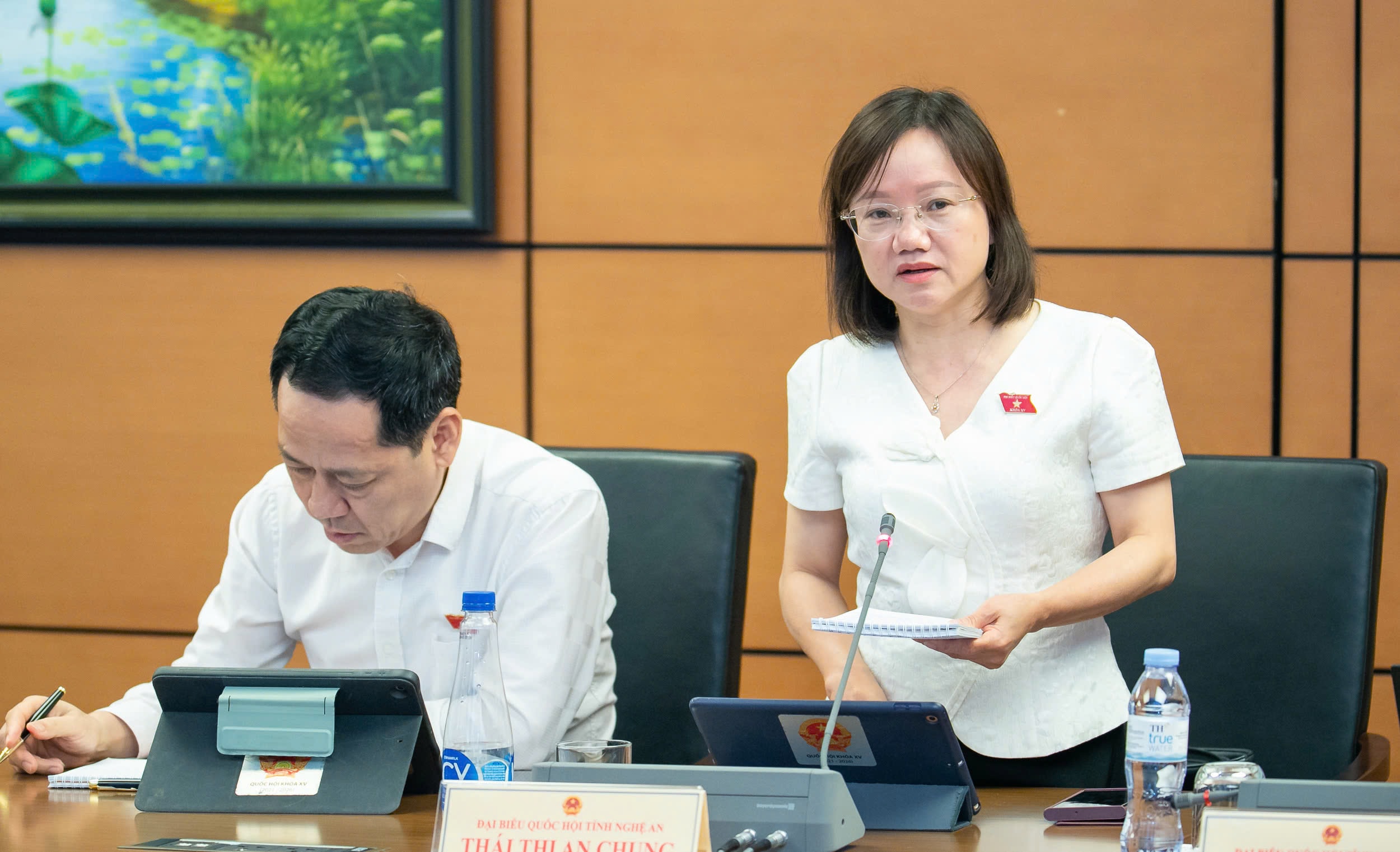 Đại biểu Thái Thị An Chung phát biểu. Ảnh: Nghĩa Đức