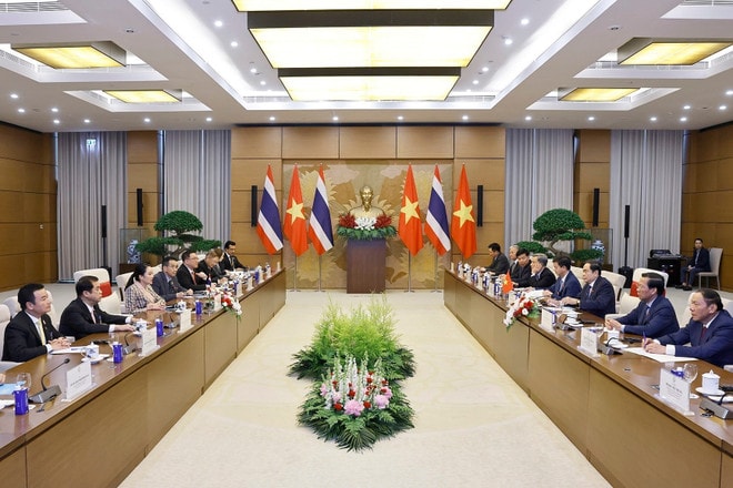 The meeting between National Assembly Chairman Tran Thanh Man and Thai Prime Minister Paetongtarn Shinawatra in Hanoi on May 15 (Photo: VNA) The meeting between National Assembly Chairman Tran Thanh Man and Thai Prime Minister Paetongtarn Shinawatra in Hanoi on May 15 (Photo: VNA)