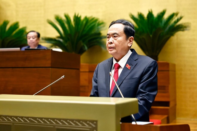 NA Chairman Tran Thanh Man speaks at the opening session. (Photo: VNA) vna-potal-khai-mac-ky-hop-thu-9-quoc-hoi-khoa-xv-8012887.jpg